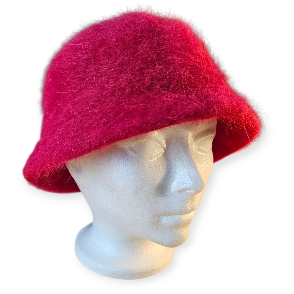 Vintage Red Angora Bucket Hat ❤️✨